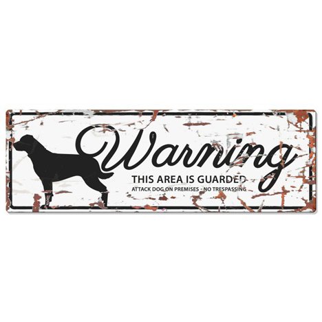 H Övrigt Warning skylt vit rottweiler