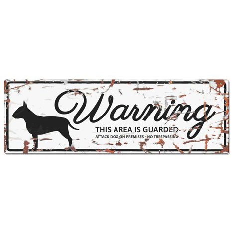 H Övrigt Warning skylt vit bull terrier