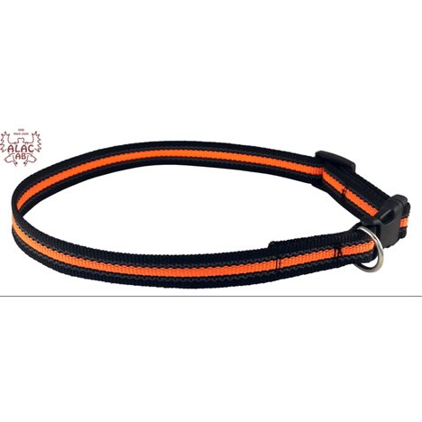 H Kanalsytt halsband 20mm 35-55cm sv/orange